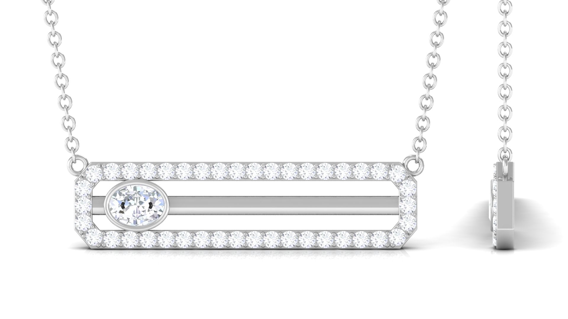 Certified Moissanite Bar Necklace for Her