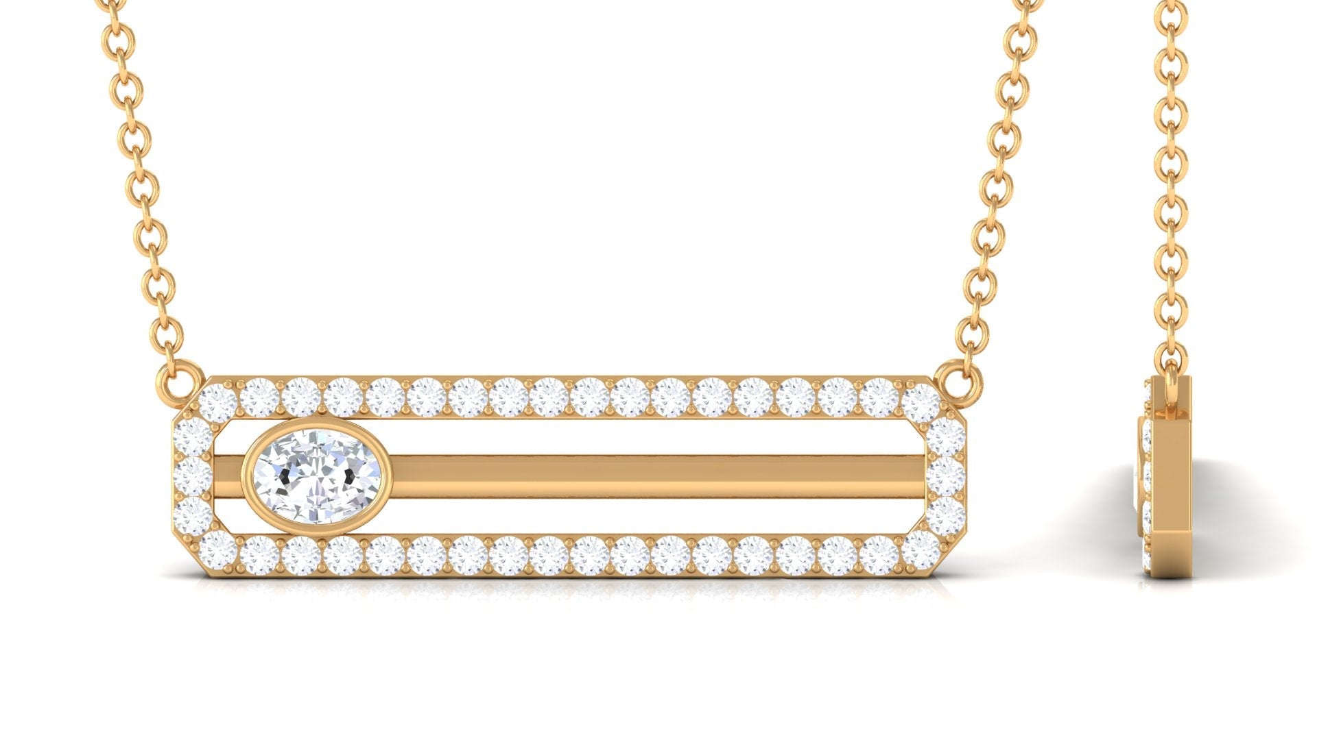 Certified Moissanite Bar Necklace for Her