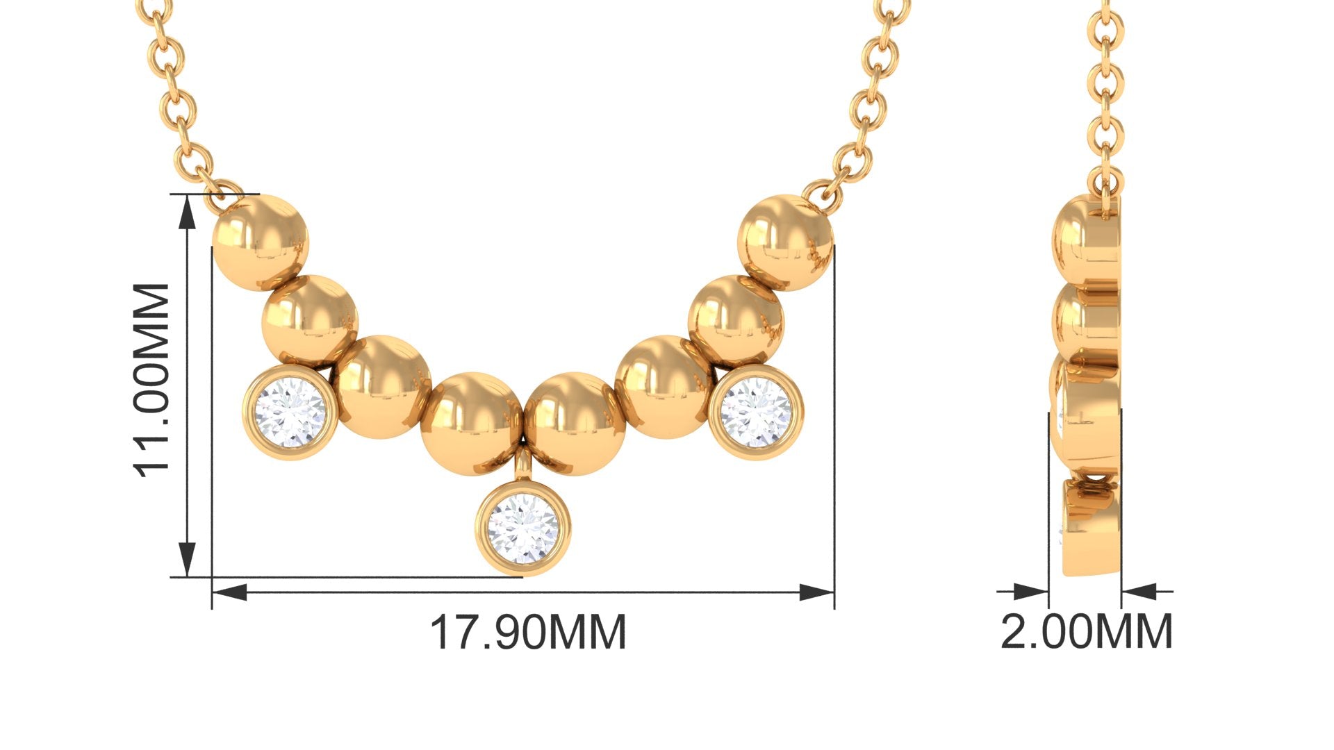Certified Moissanite Beaded Necklace for Women