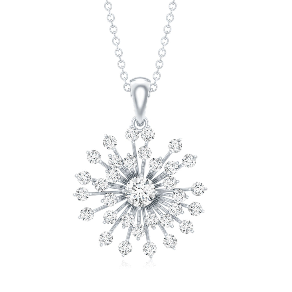 Certified Moissanite Sunburst Pendant for Women
