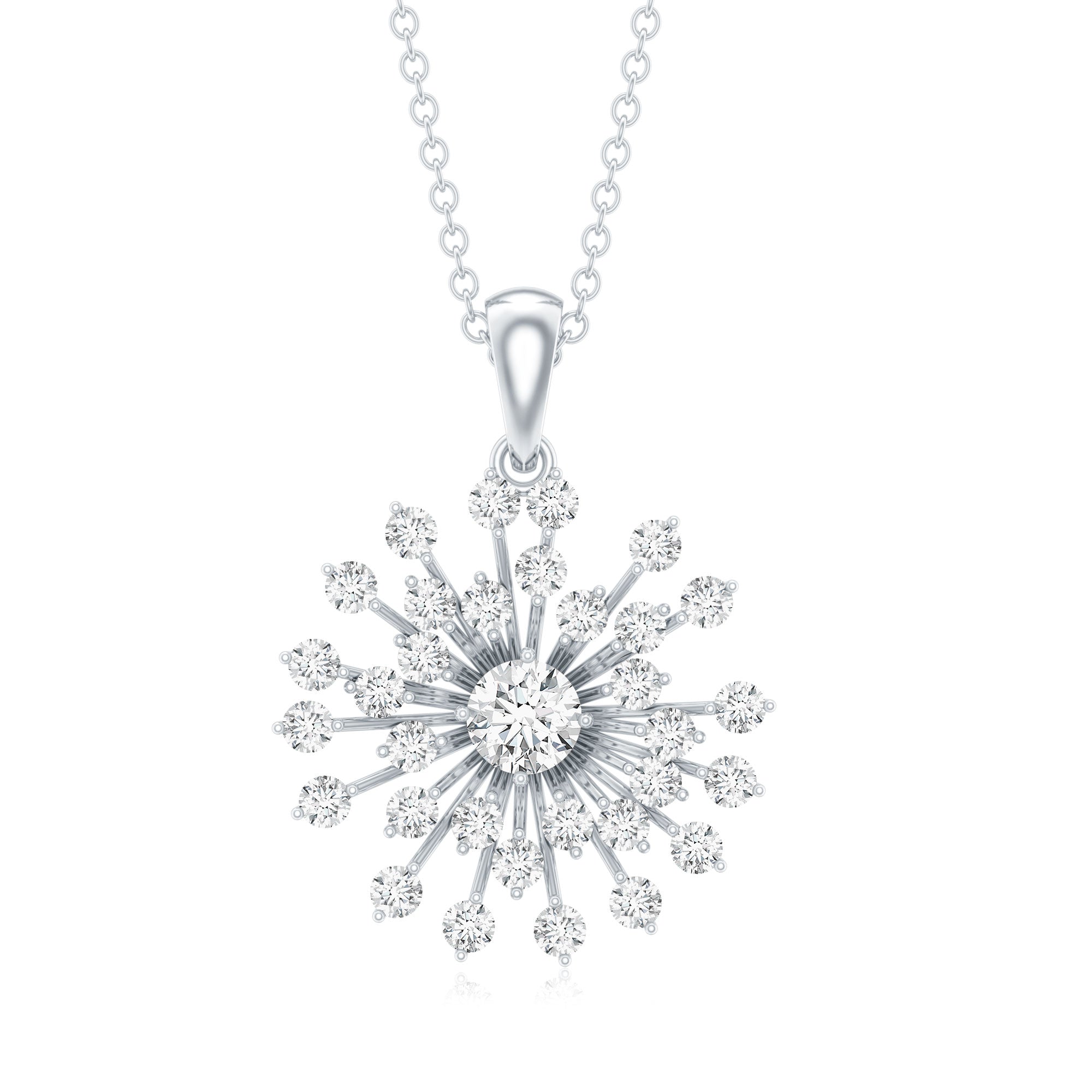 Certified Moissanite Sunburst Pendant for Women