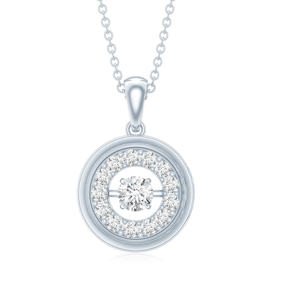 Certified Moissanite Classic Halo Pendant
