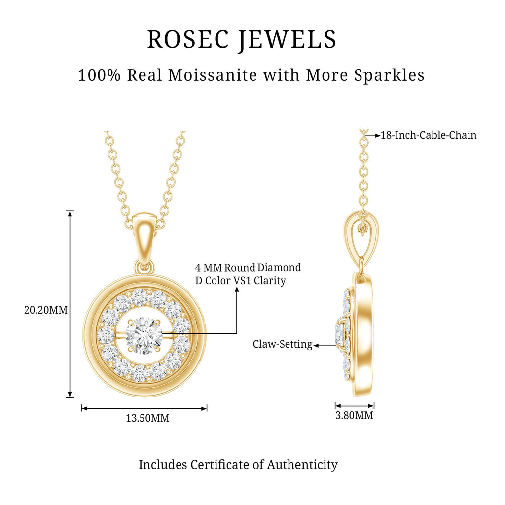 Certified Moissanite Classic Halo Pendant