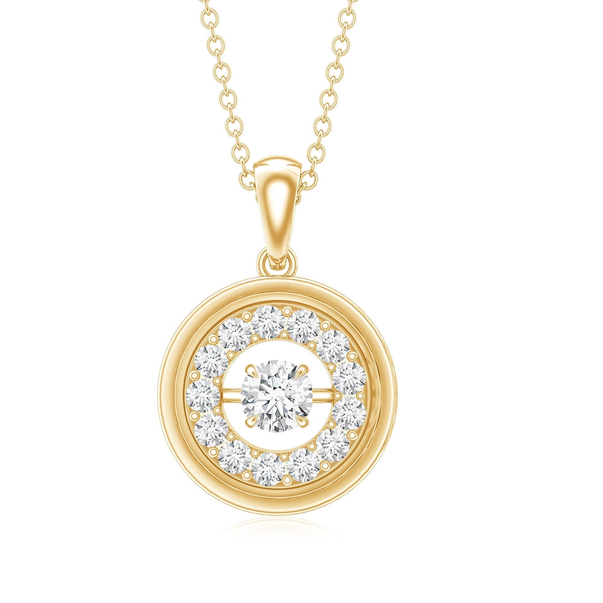 Certified Moissanite Classic Halo Pendant