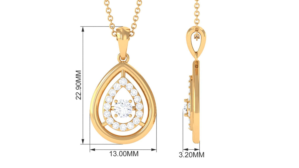 Certified Moissanite Teardrop Shape Necklace with Halo
