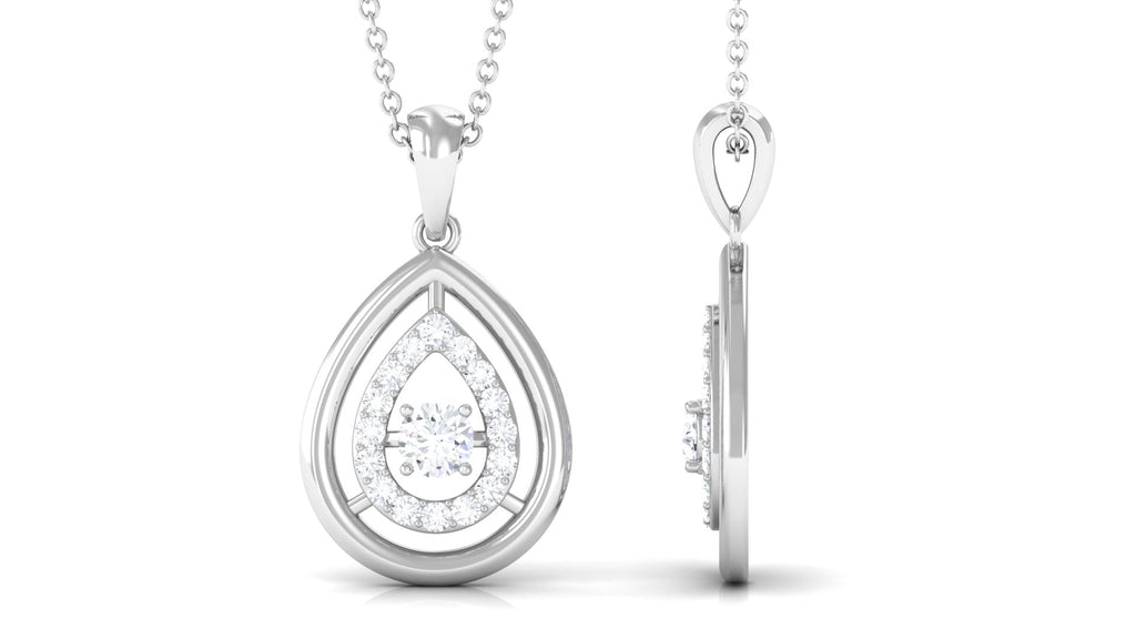 Certified Moissanite Teardrop Shape Necklace with Halo
