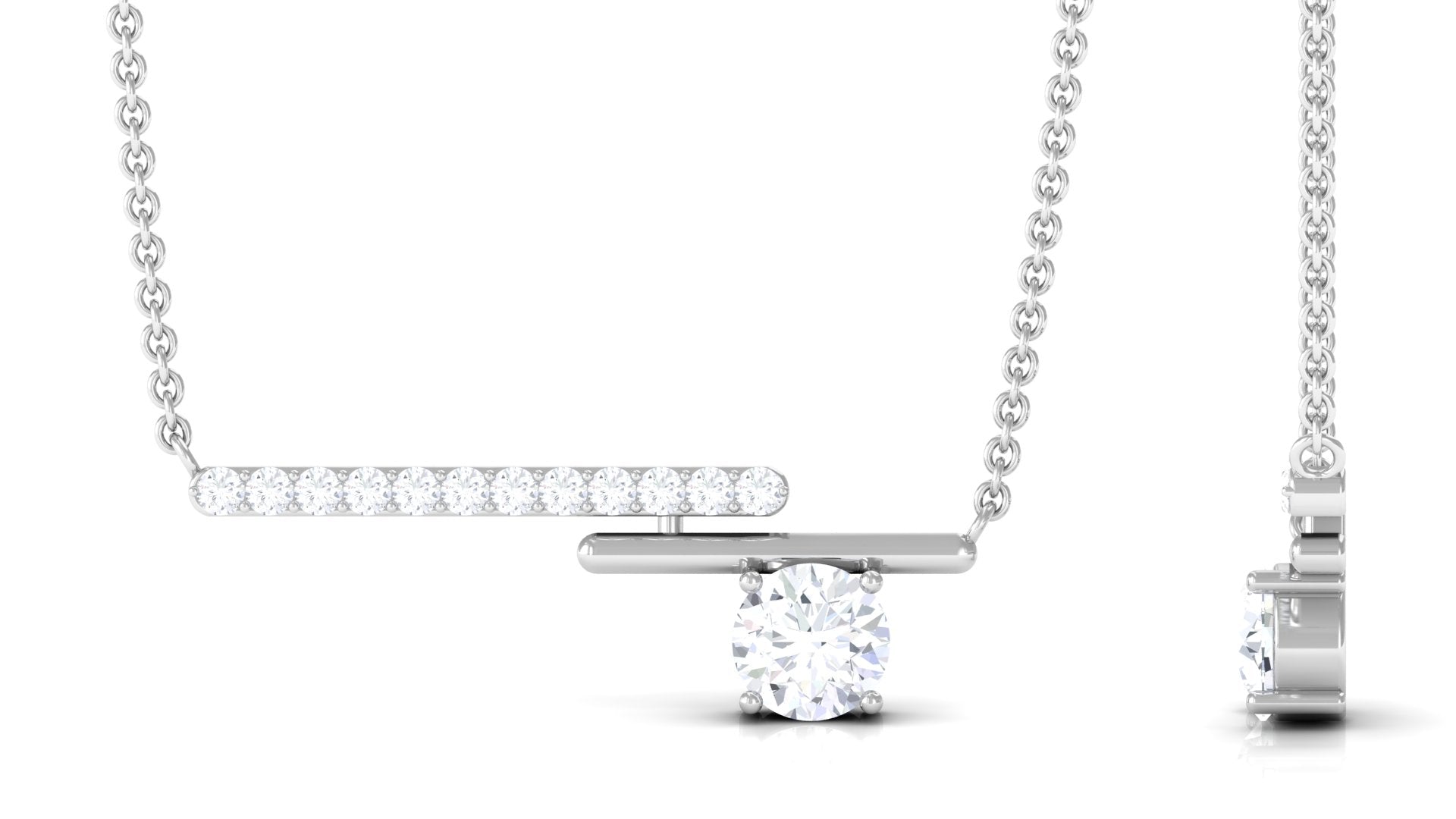 0.5 Carat Certified Moissanite Contemporary Bar Necklace