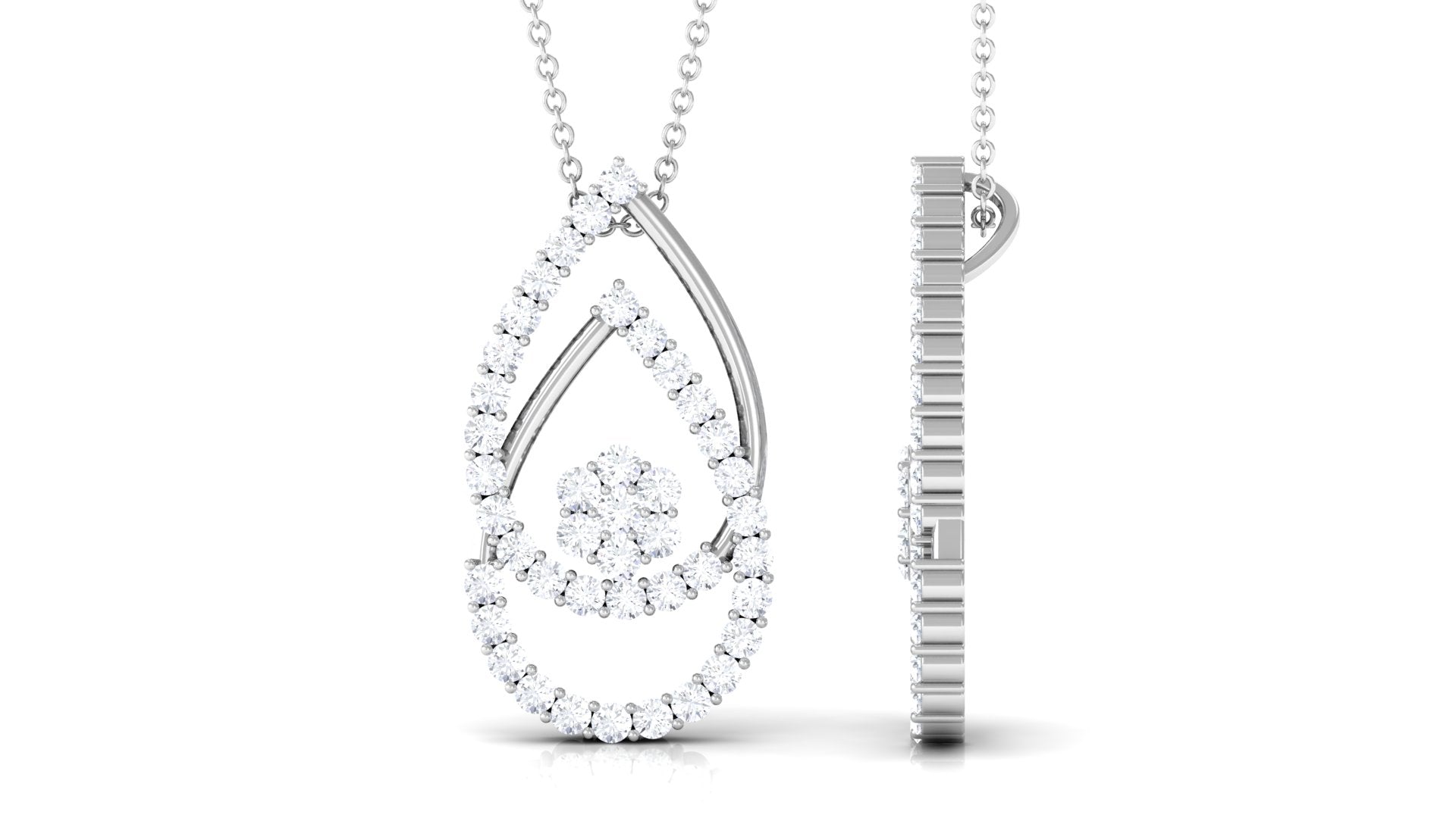 Moissanite Teardrop Necklace in Prong Setting