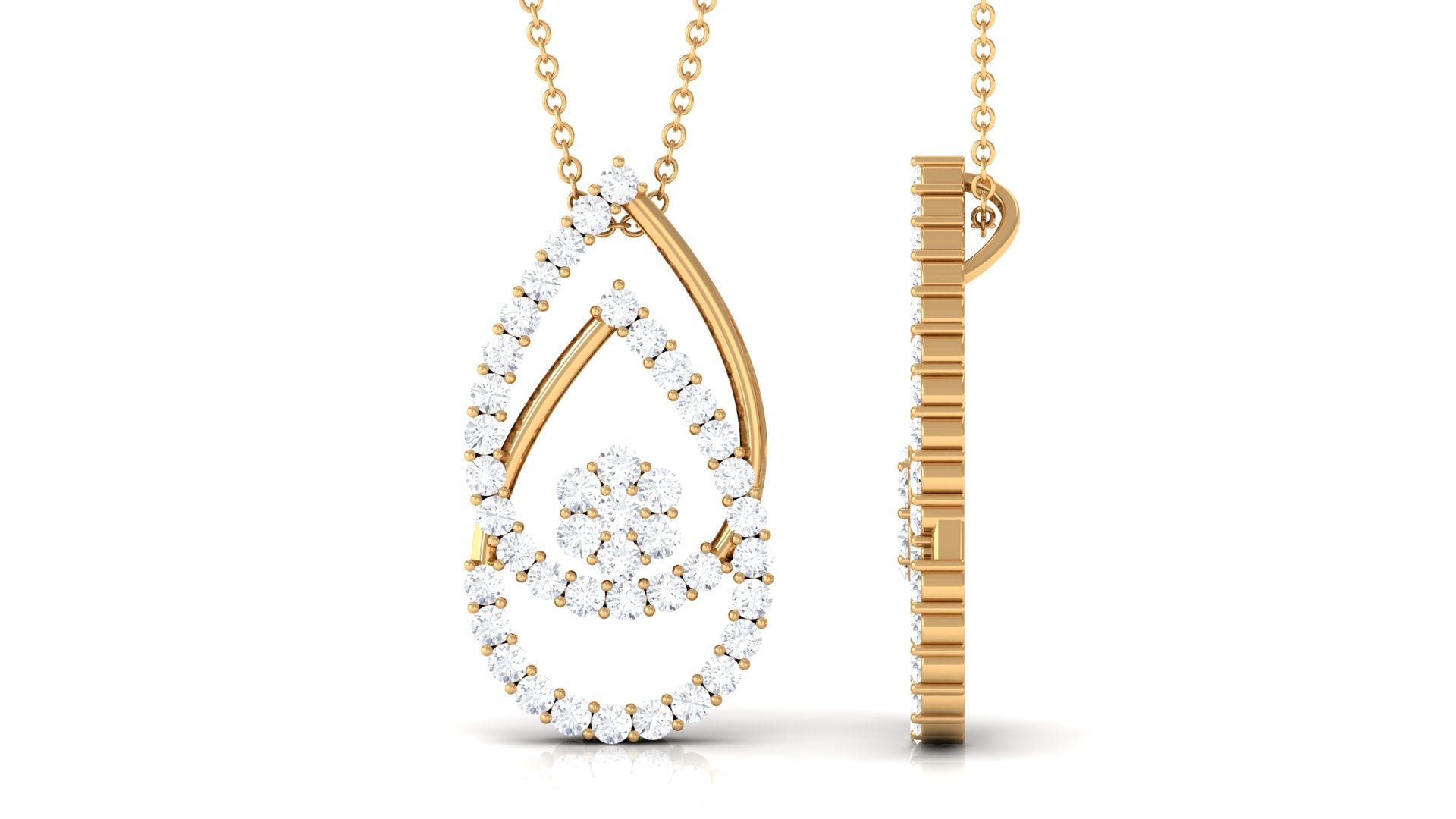 Moissanite Teardrop Necklace in Prong Setting