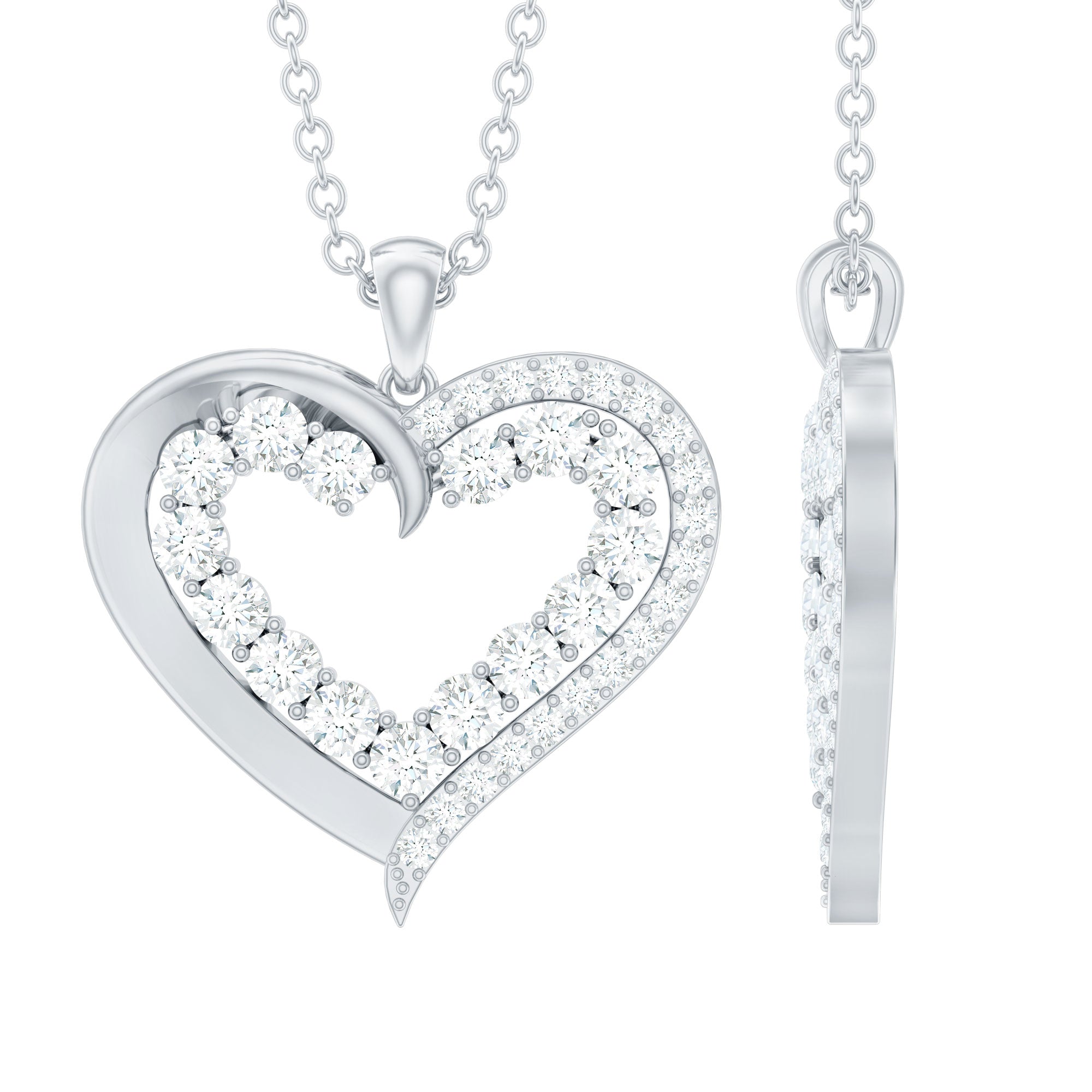 Certified Moissanite Open Heart Pendant