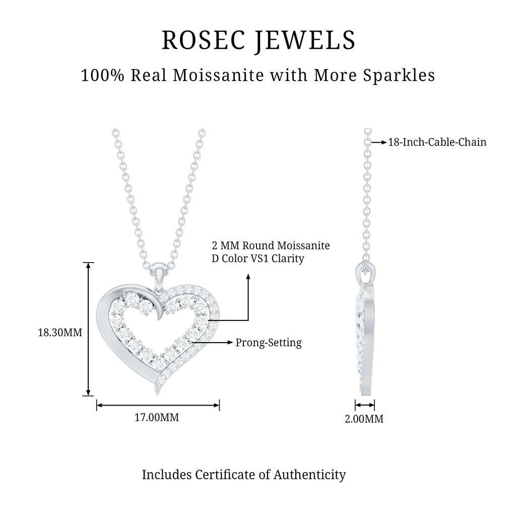 Certified Moissanite Open Heart Pendant