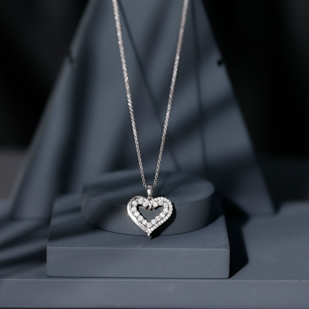 Certified Moissanite Open Heart Pendant