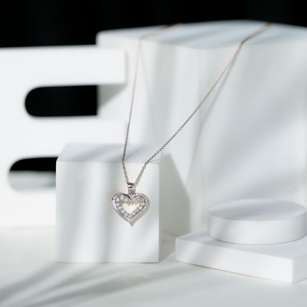 Certified Moissanite Open Heart Pendant