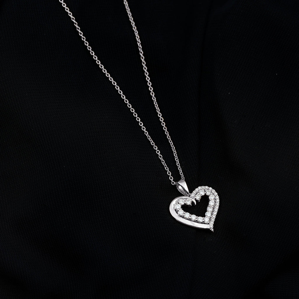 Certified Moissanite Open Heart Pendant