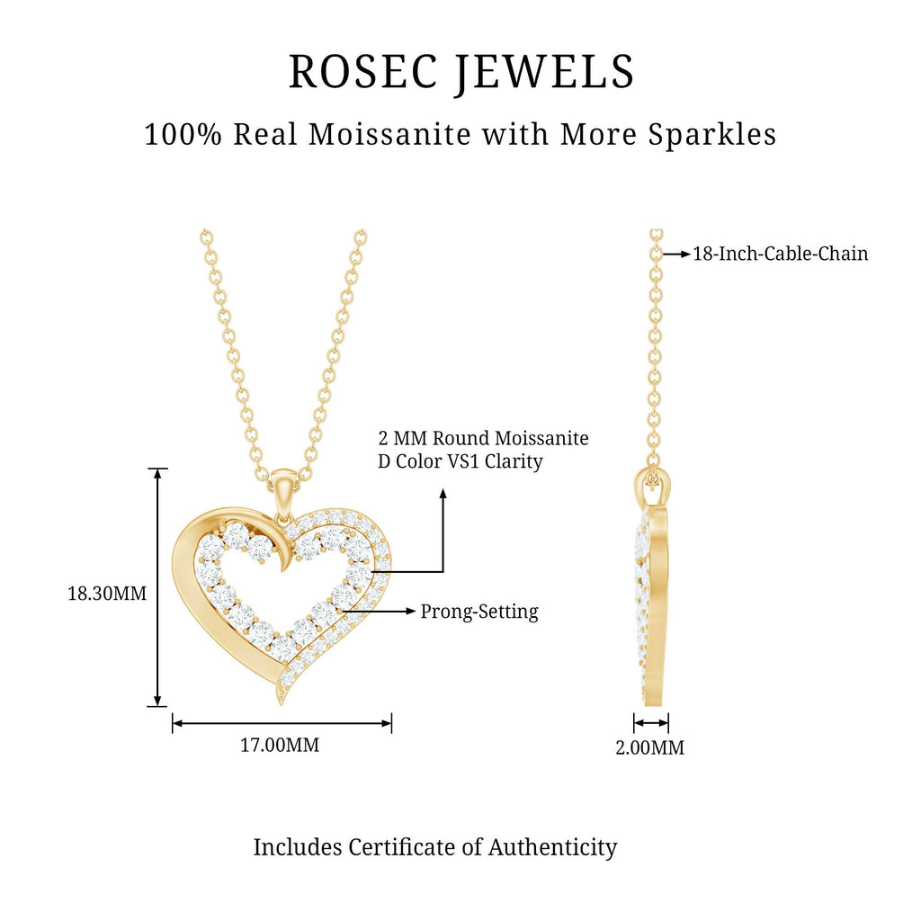 Certified Moissanite Open Heart Pendant
