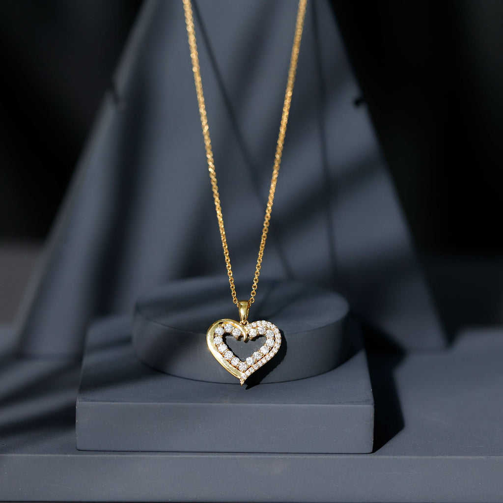 Certified Moissanite Open Heart Pendant