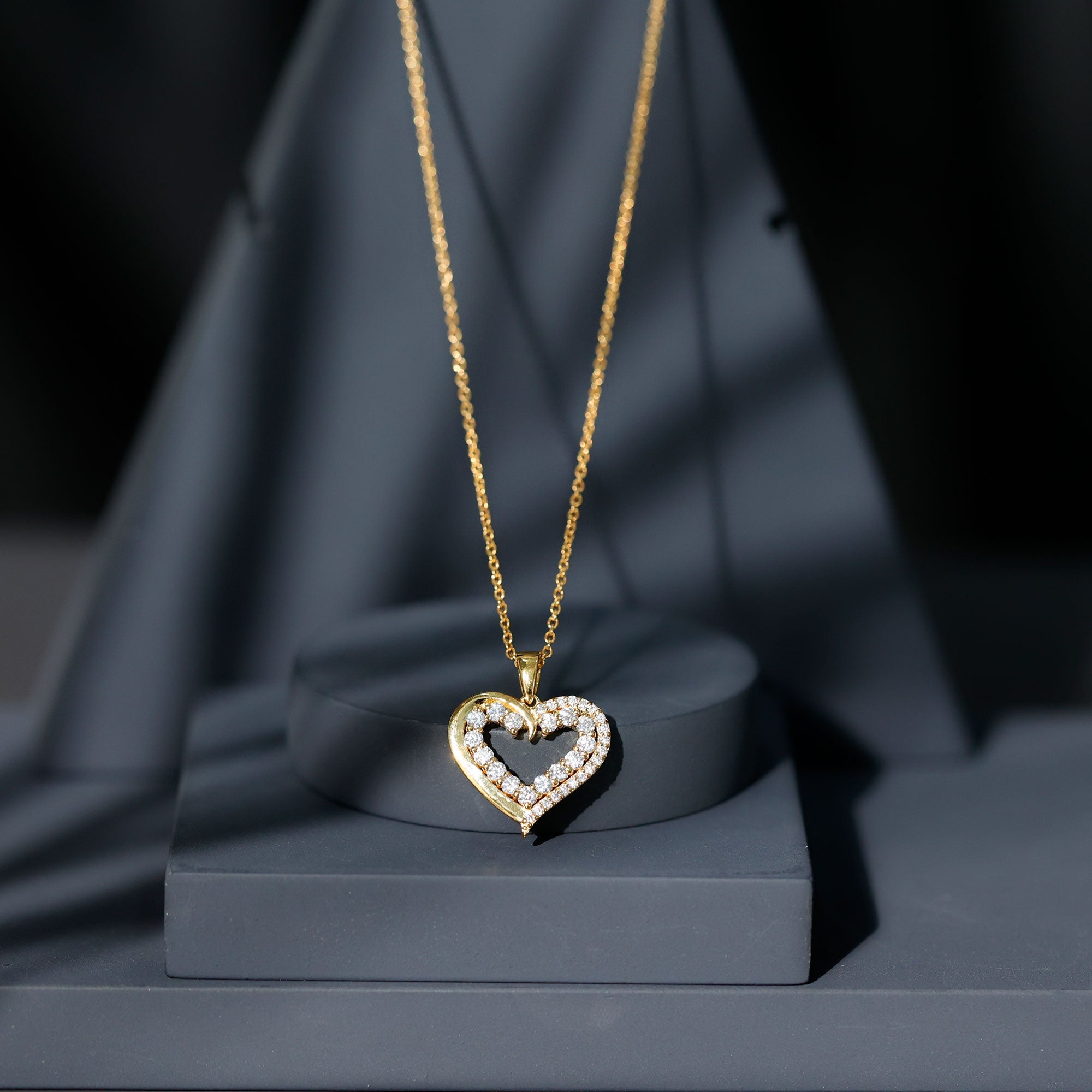 Certified Moissanite Open Heart Pendant