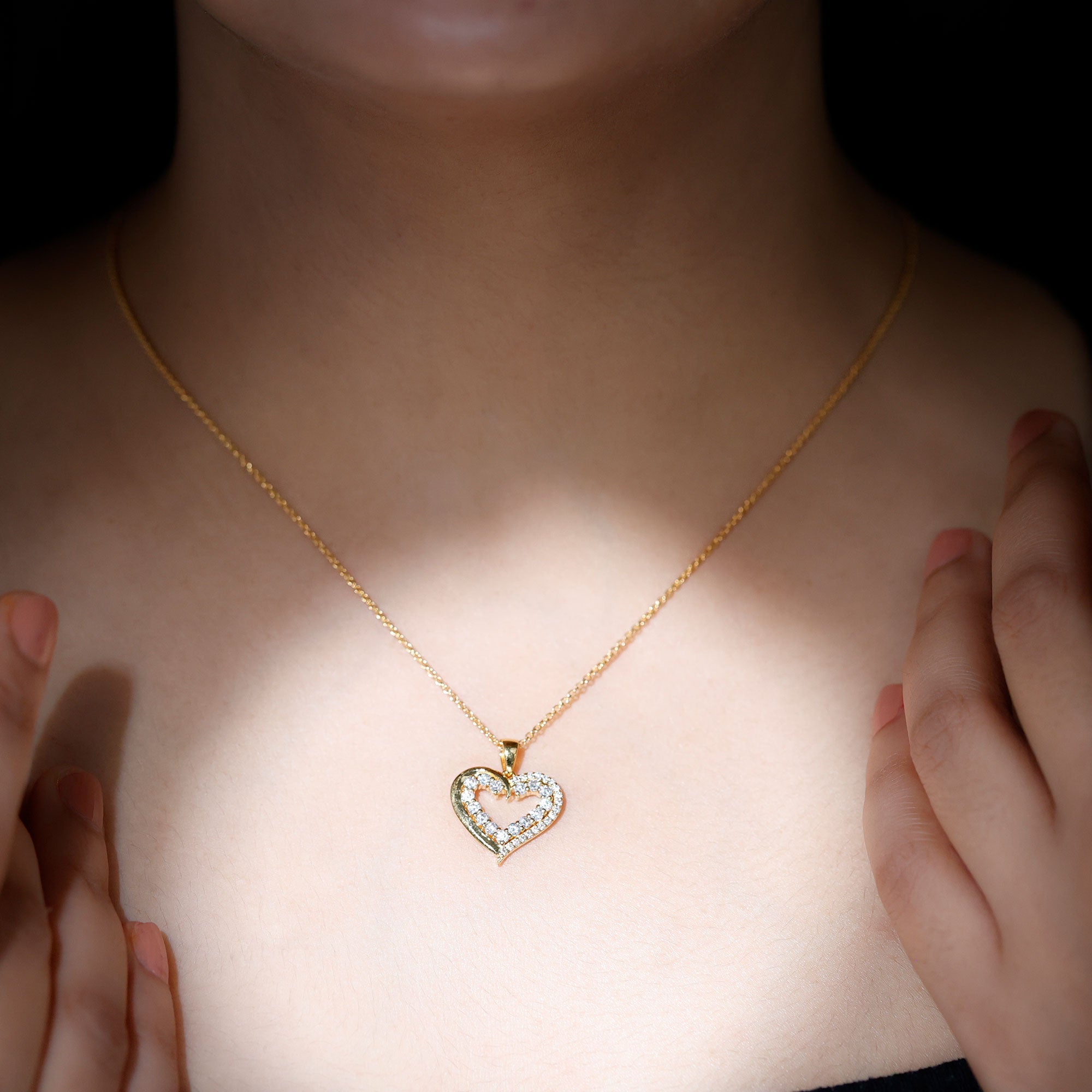 Certified Moissanite Open Heart Pendant