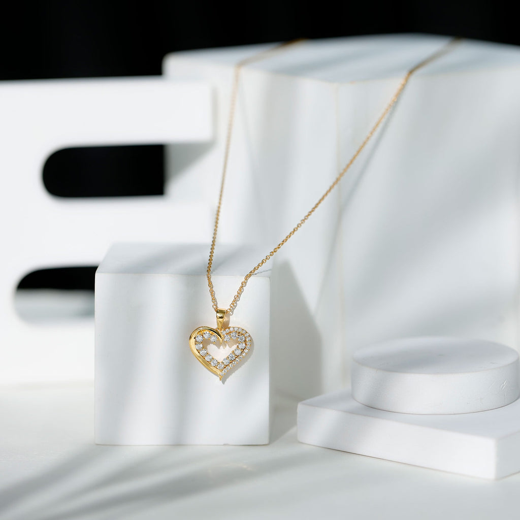 Certified Moissanite Open Heart Pendant