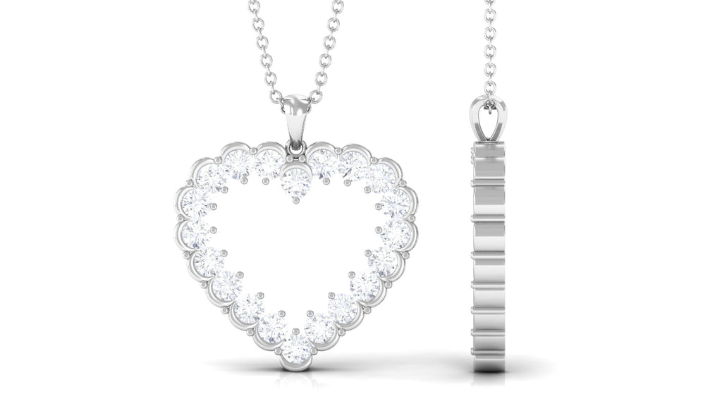 Certified Moissanite Open Heart Pendant Necklace