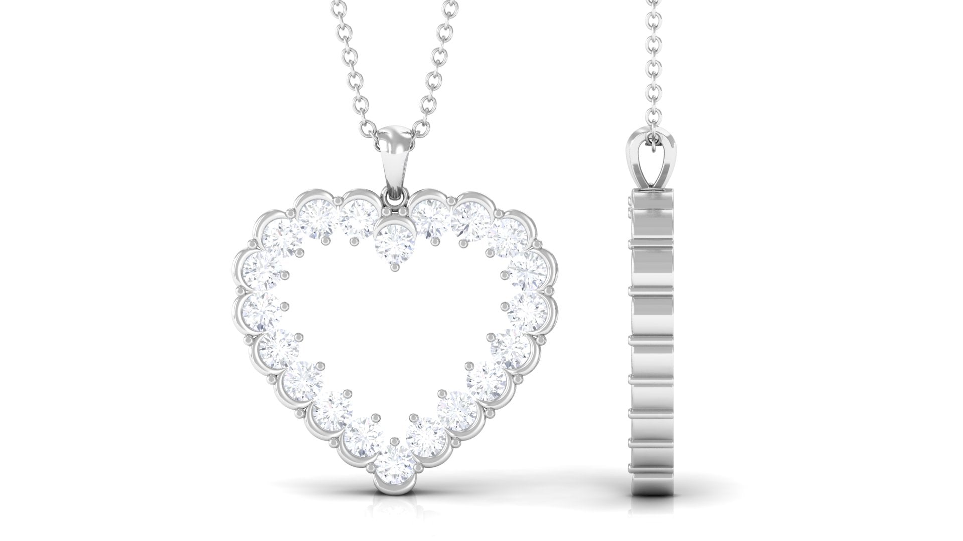 Certified Moissanite Open Heart Pendant Necklace