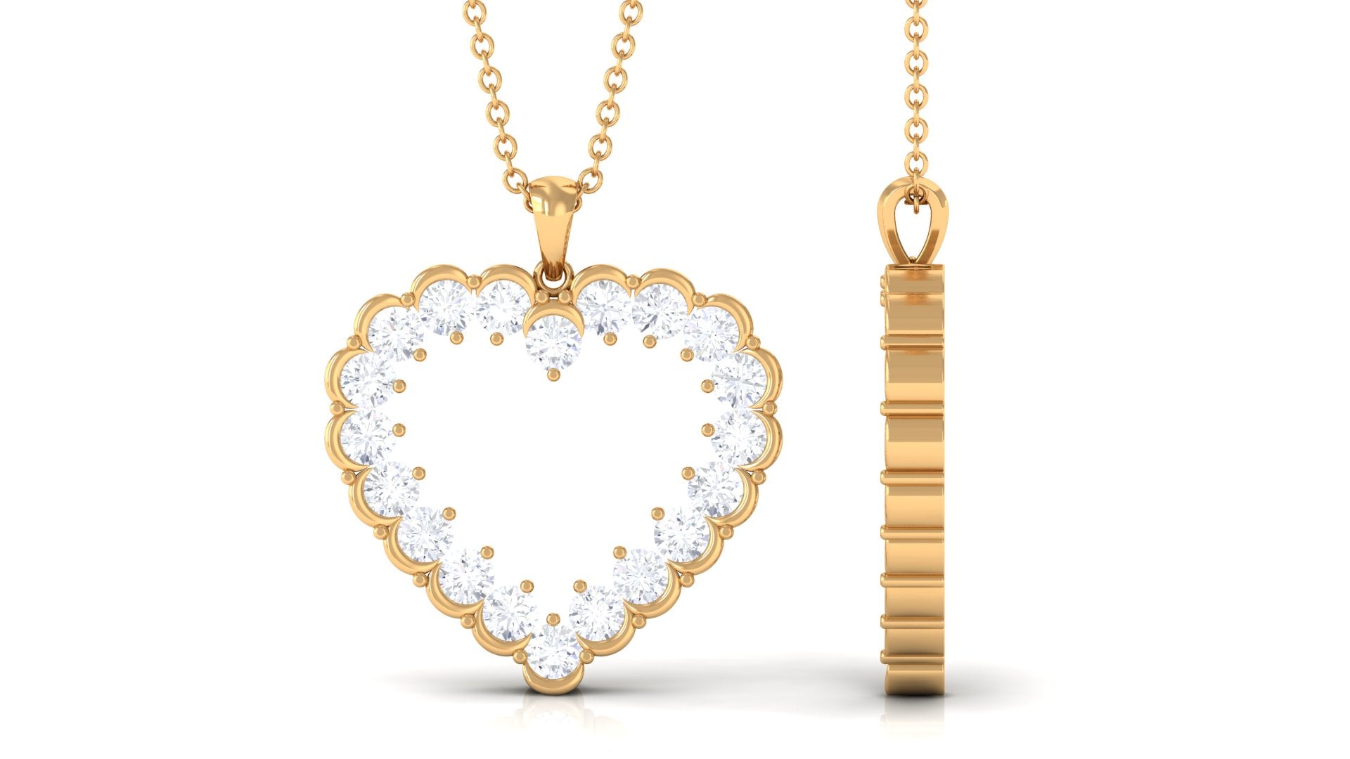 Certified Moissanite Open Heart Pendant Necklace