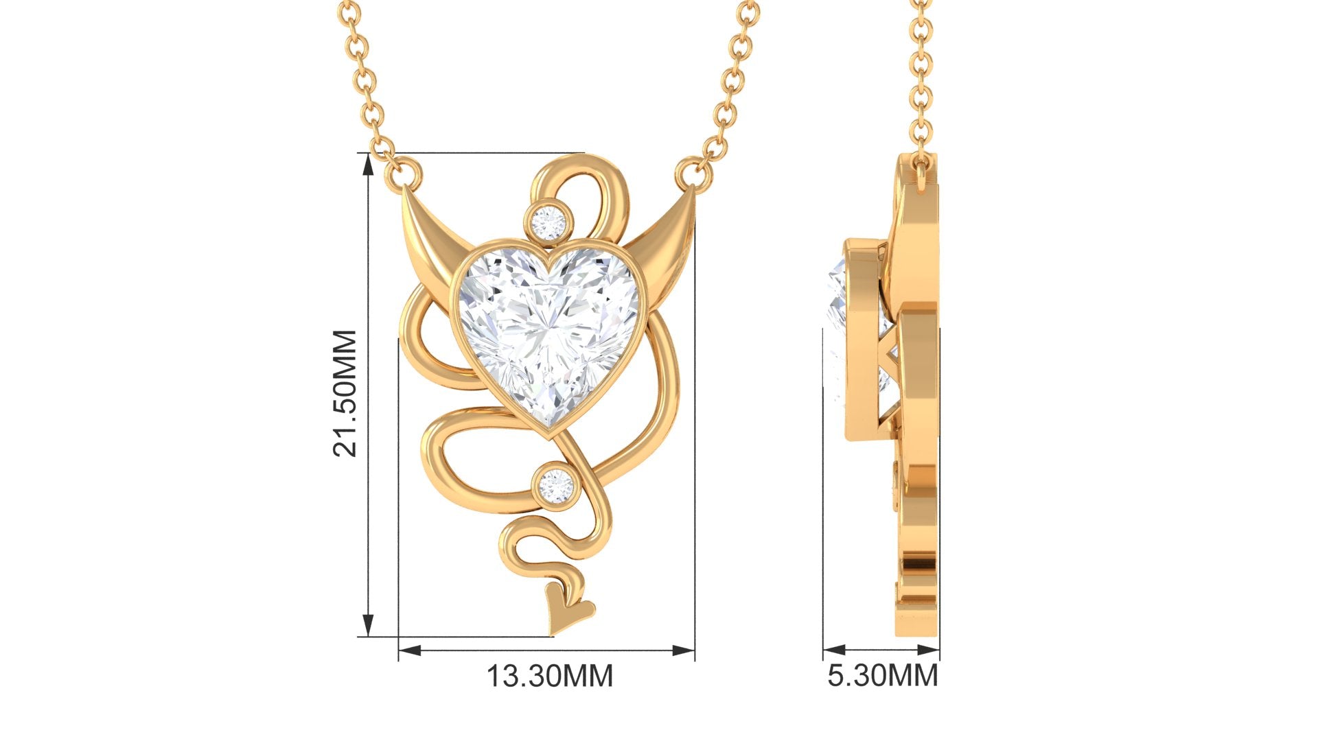 2 CT Moissanite Devil Heart Necklace in Bezel Setting