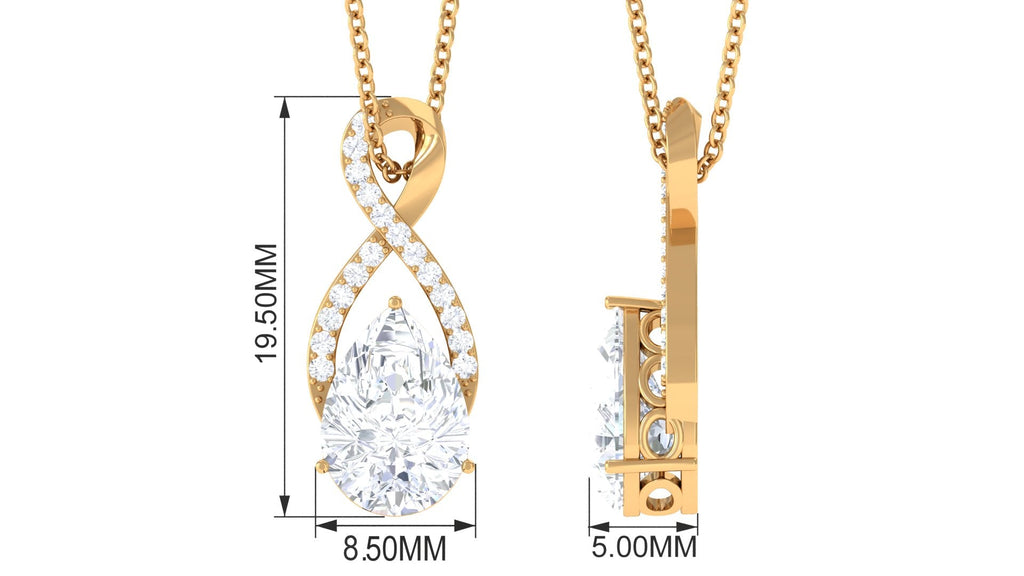 Certified 2.2 Carat Moissanite Infinity Pendant Necklace for Women