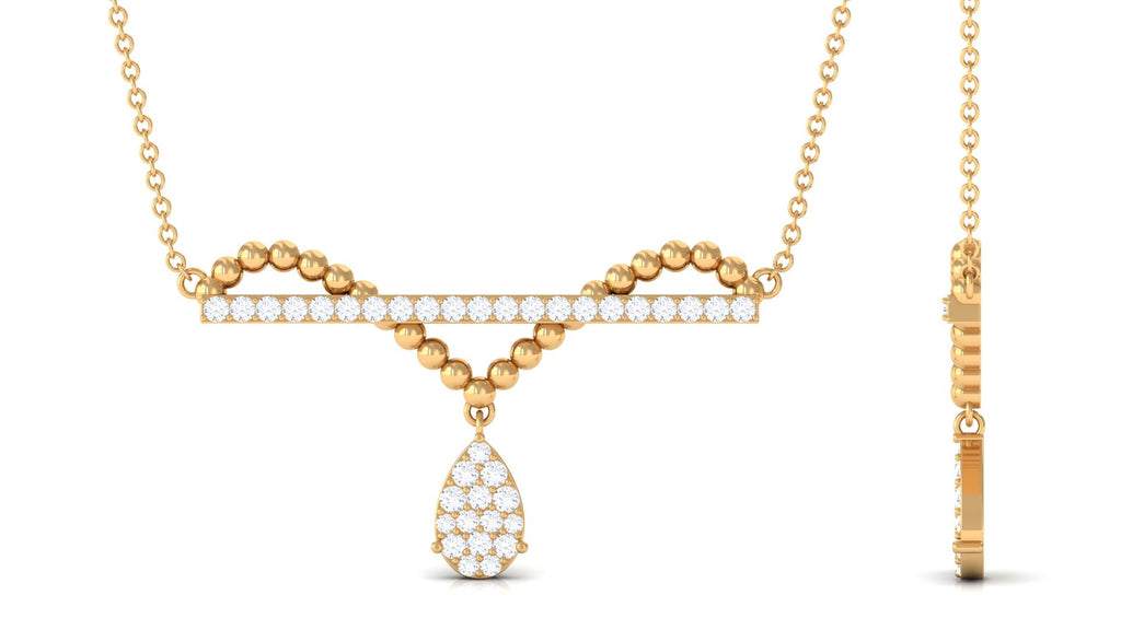 Designer Moissanite Bar Drop Necklace in Pave Setting