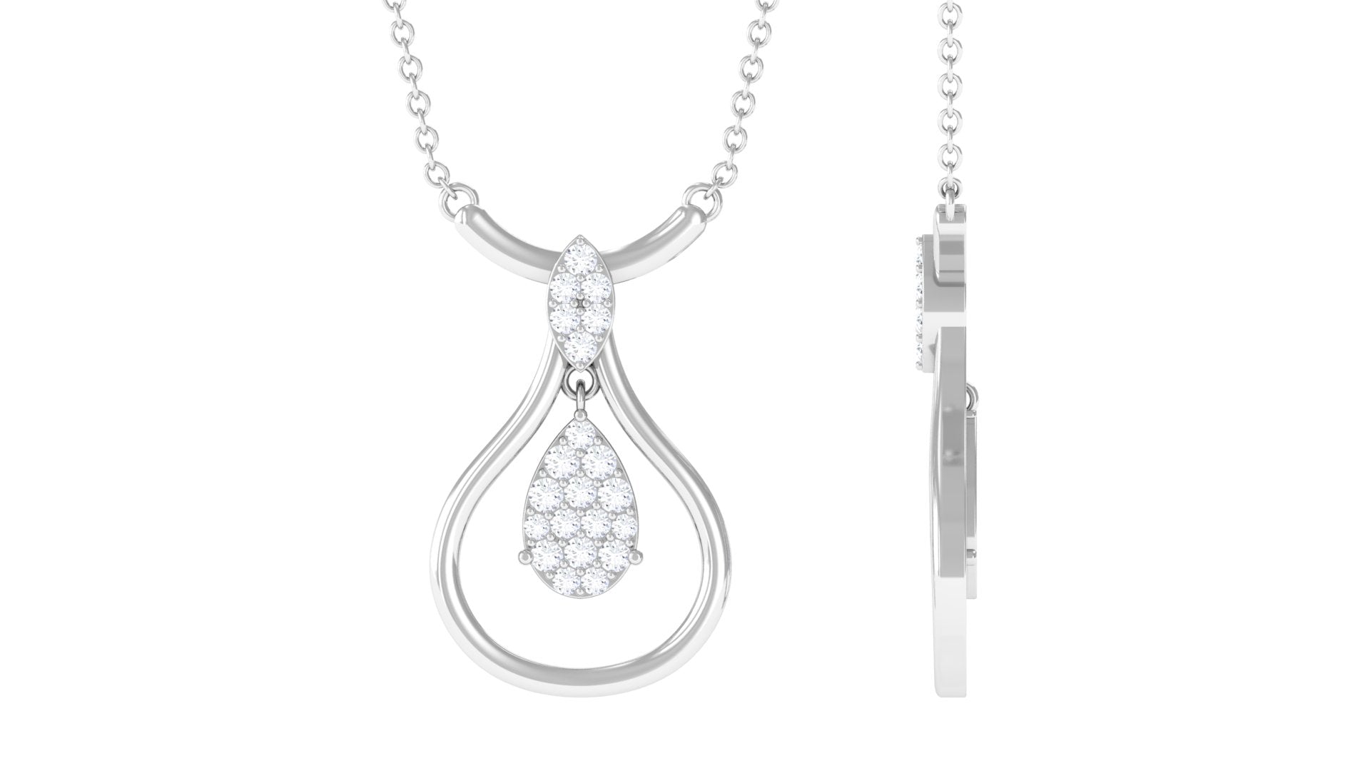 Certified Moissanite Teardrop Necklace in Illusion Setting