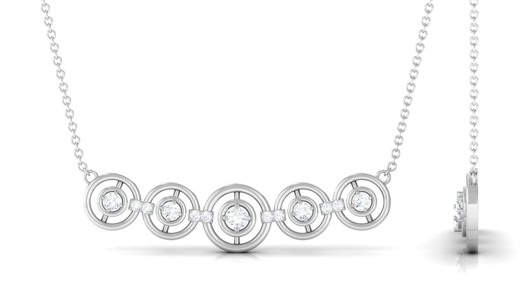 Certified Round Moissanite Bar Necklace for Women