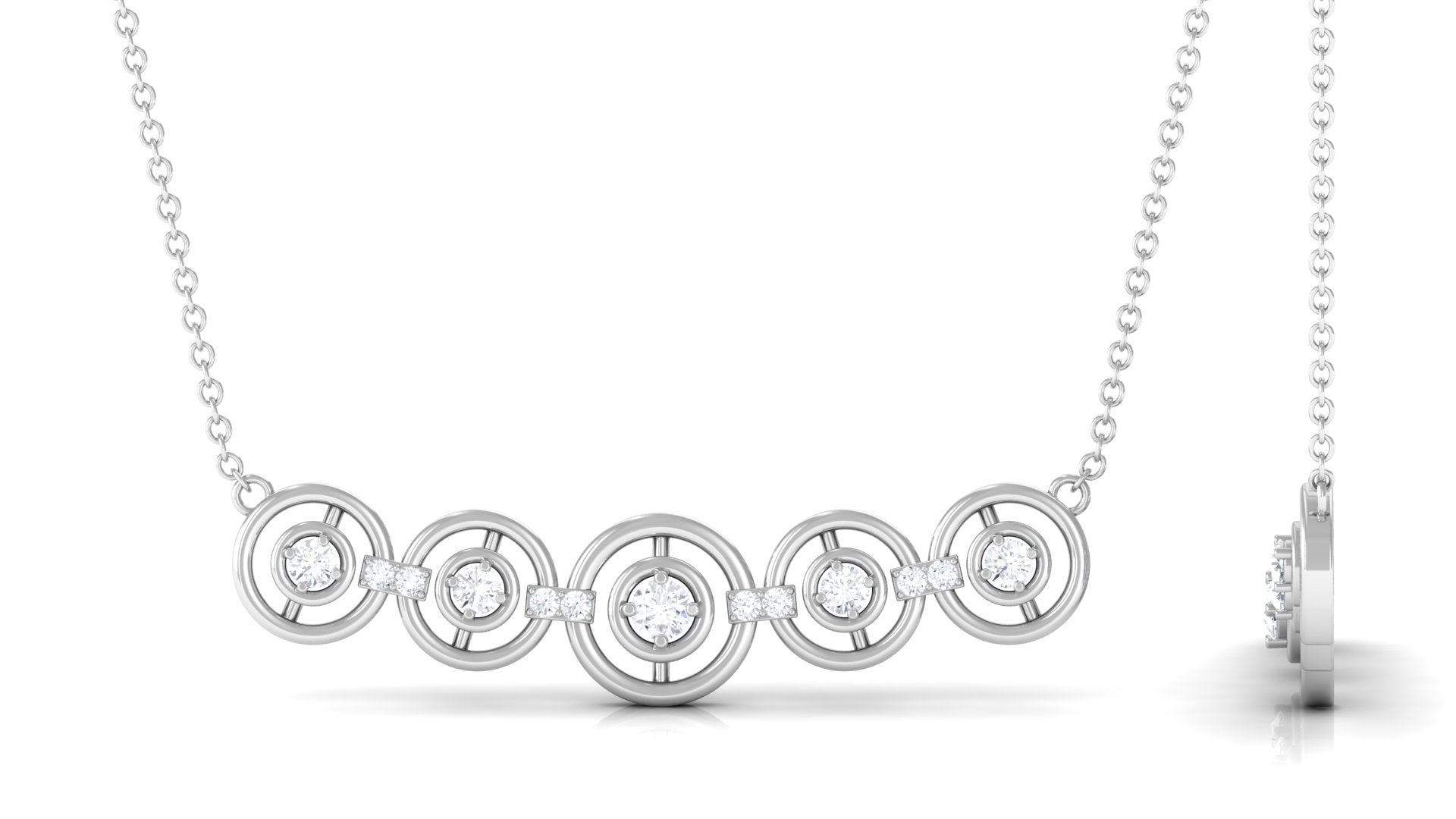 Certified Round Moissanite Bar Necklace for Women