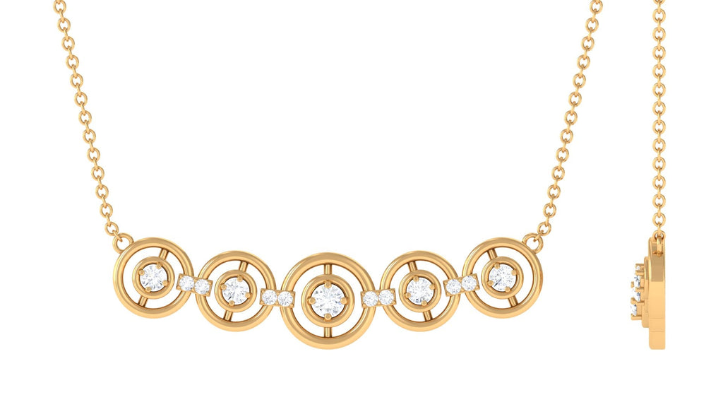 Certified Round Moissanite Bar Necklace for Women