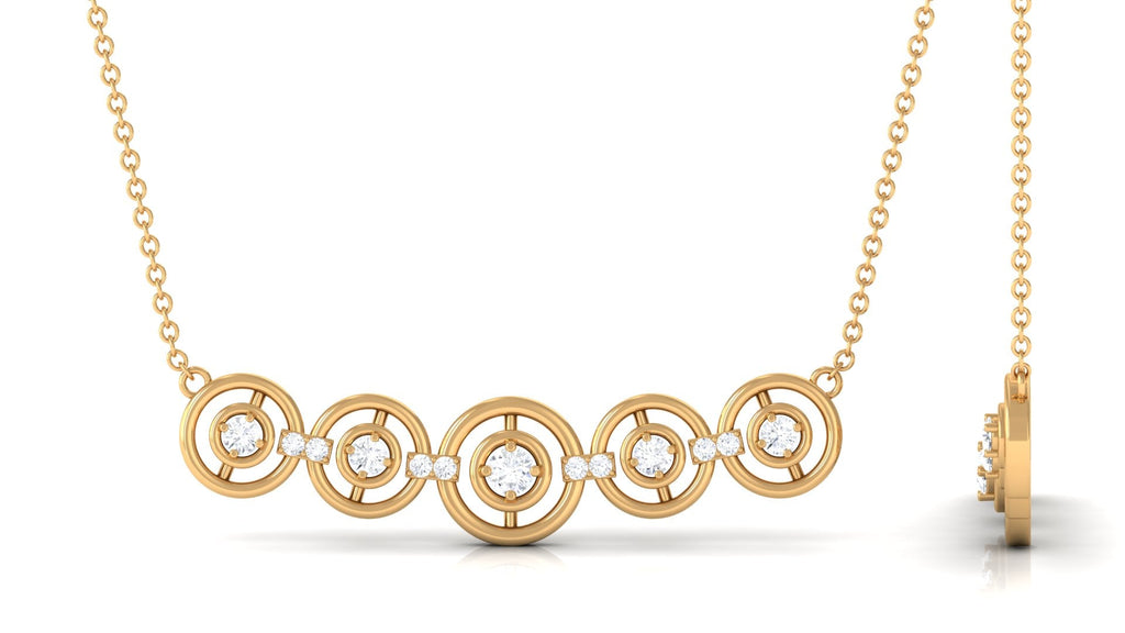 Certified Round Moissanite Bar Necklace for Women
