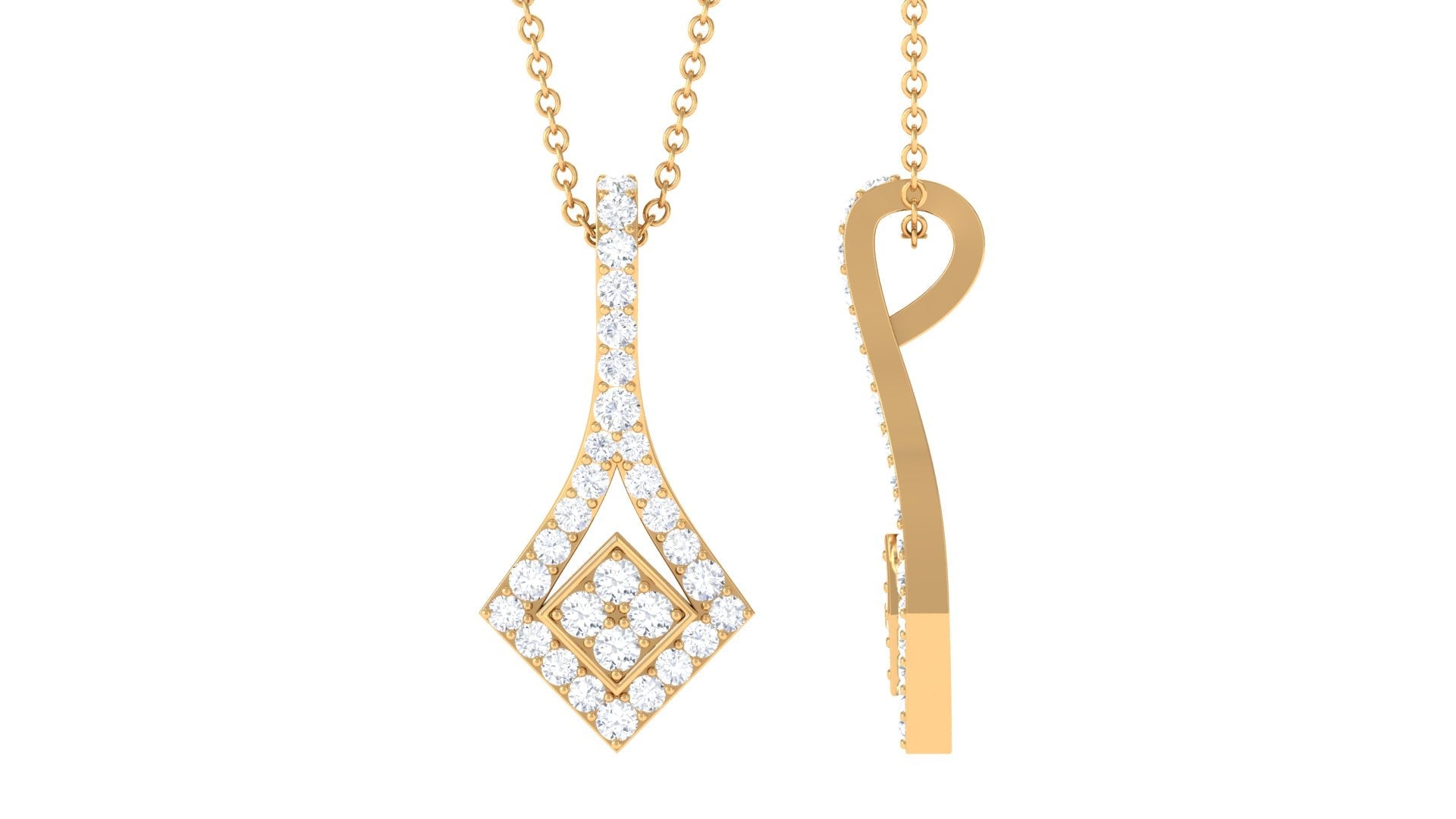 Designer Moissanite Dangle Pendant in Prong Setting