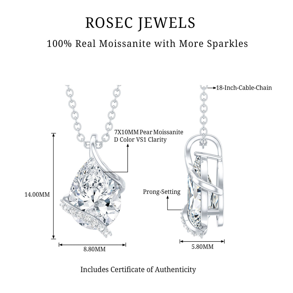 2.2 Carat Certified Moissanite Designer Teardrop Pendant