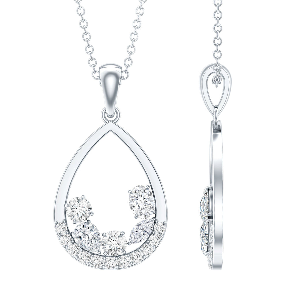 Designer Moissanite Teardrop Pendant Necklace