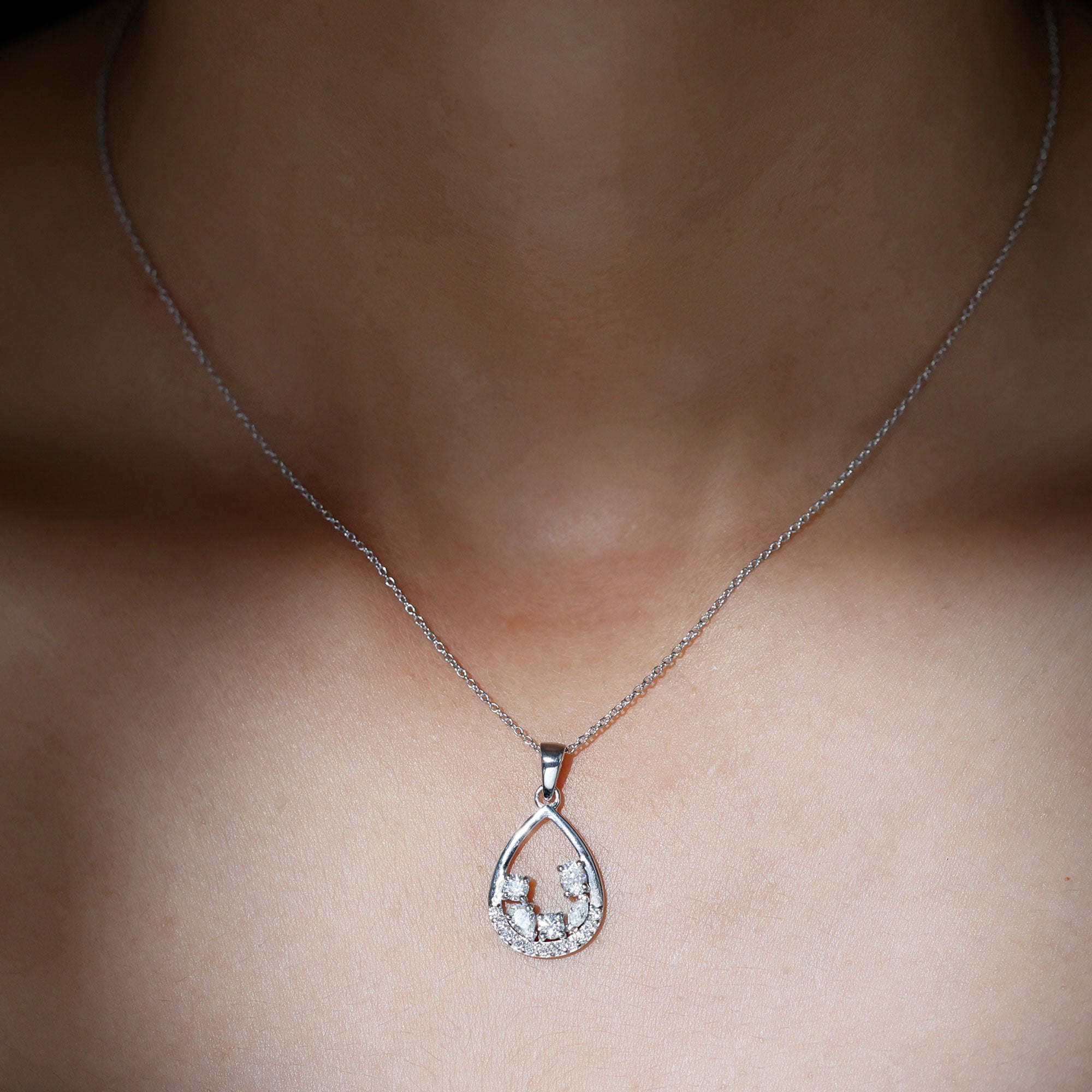 Designer Moissanite Teardrop Pendant Necklace