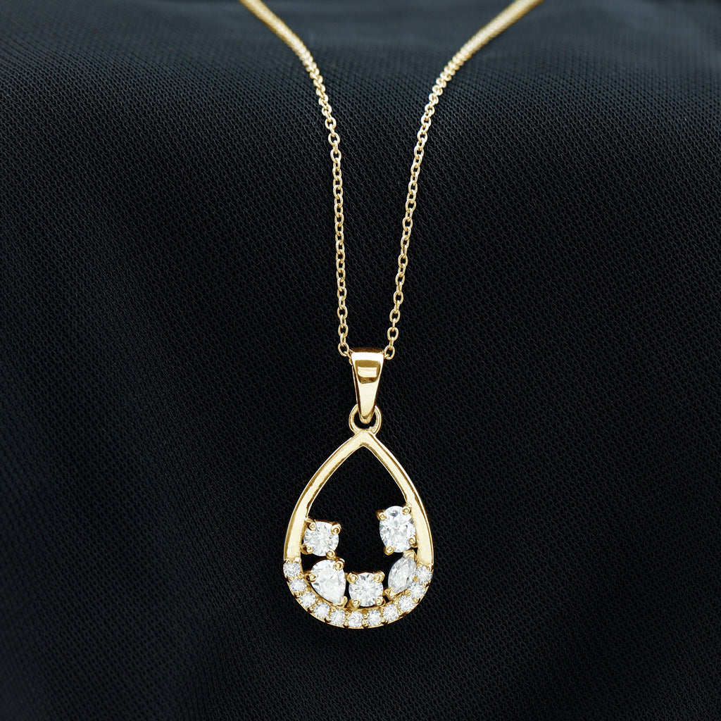 Designer Moissanite Teardrop Pendant Necklace