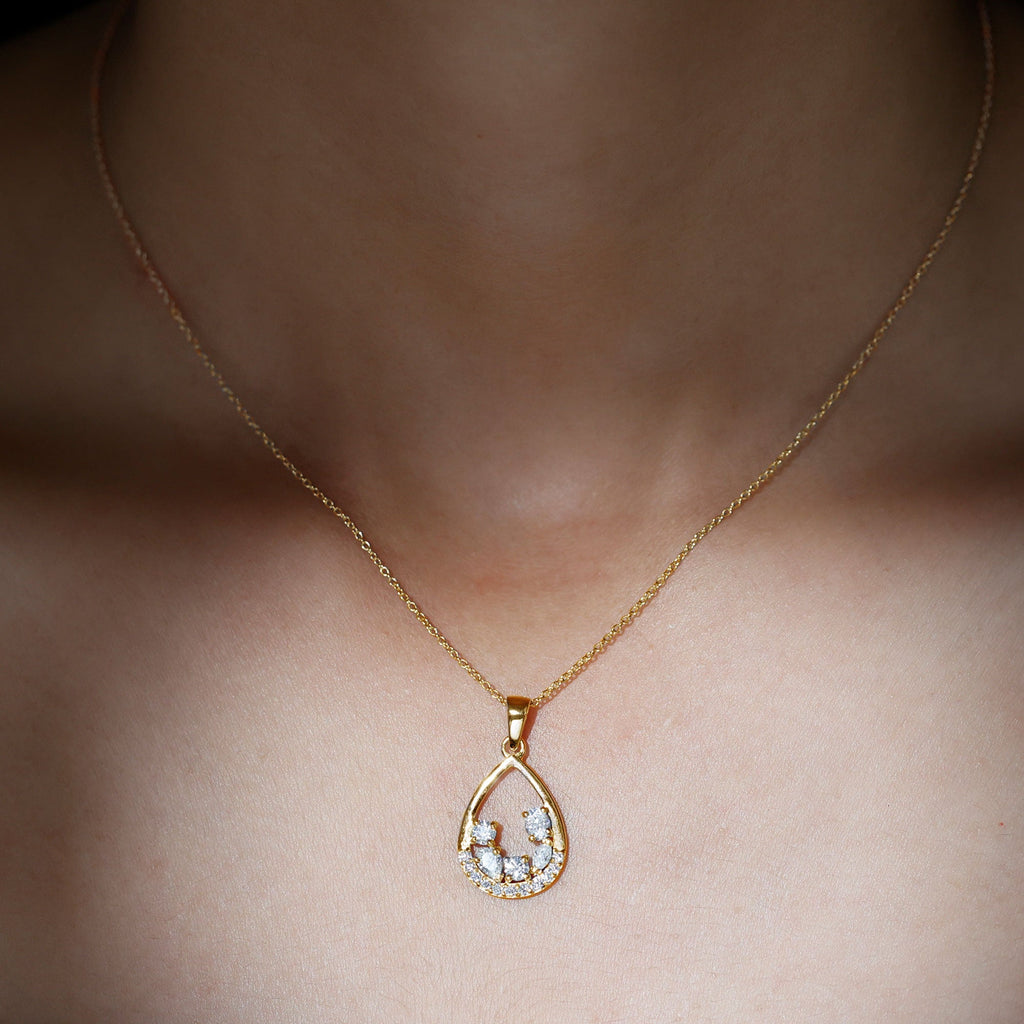 Designer Moissanite Teardrop Pendant Necklace