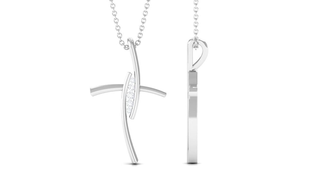 Contemporary Moissanite Religious Cross Pendant Necklace