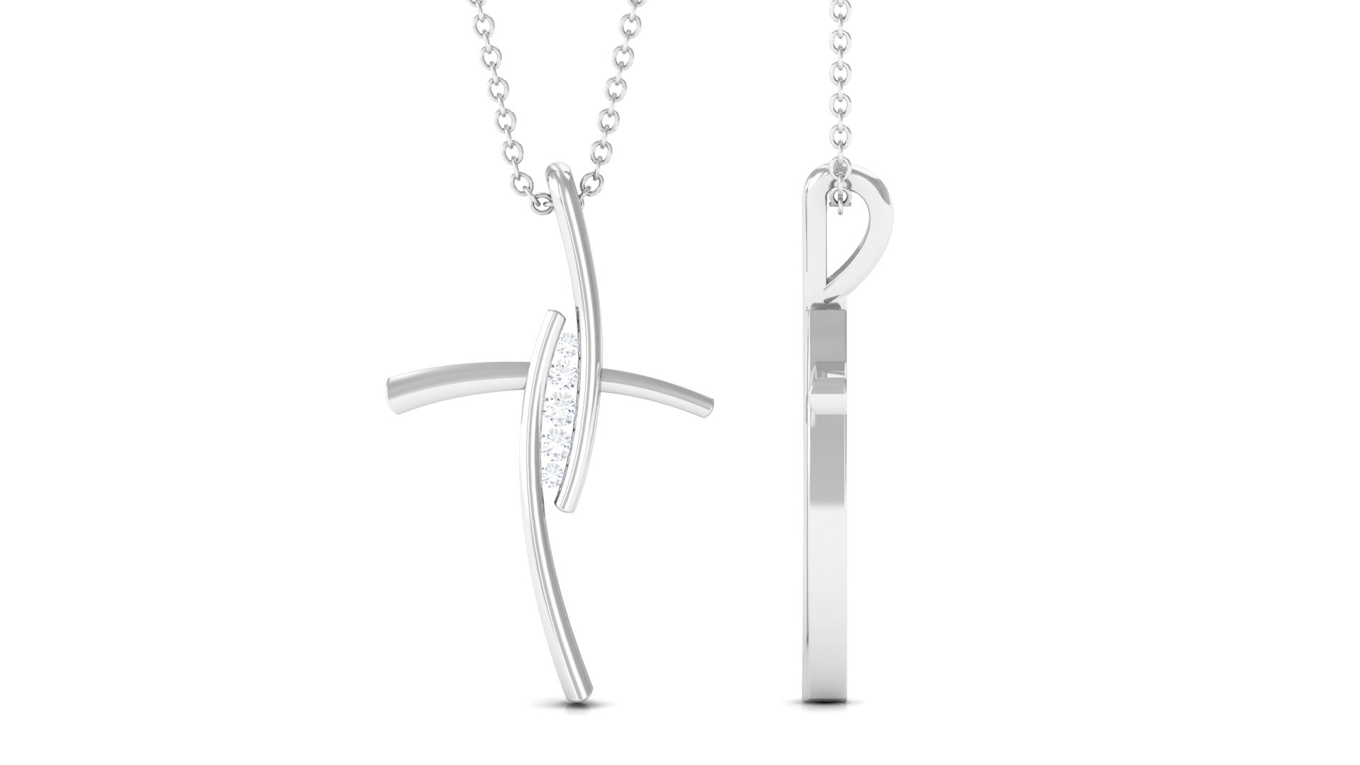 Contemporary Moissanite Religious Cross Pendant Necklace