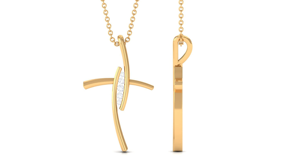 Contemporary Moissanite Religious Cross Pendant Necklace