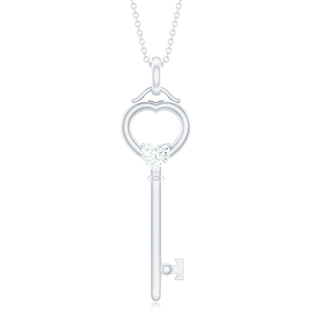 Certified Moissanite Key to My Heart Necklace for Women