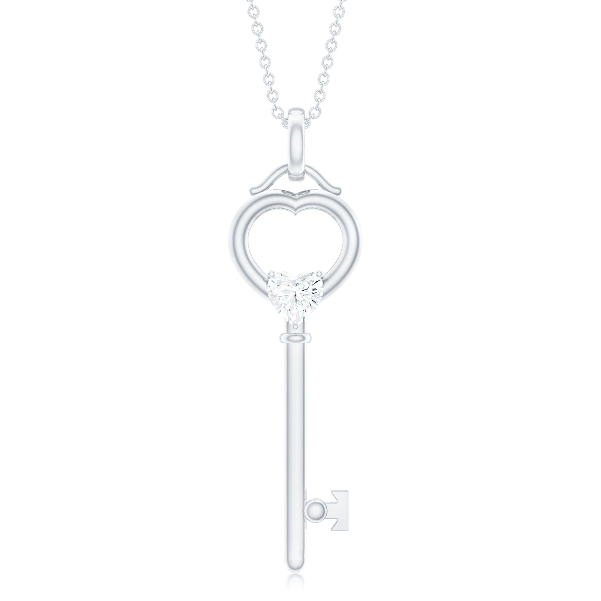 Certified Moissanite Key to My Heart Necklace for Women