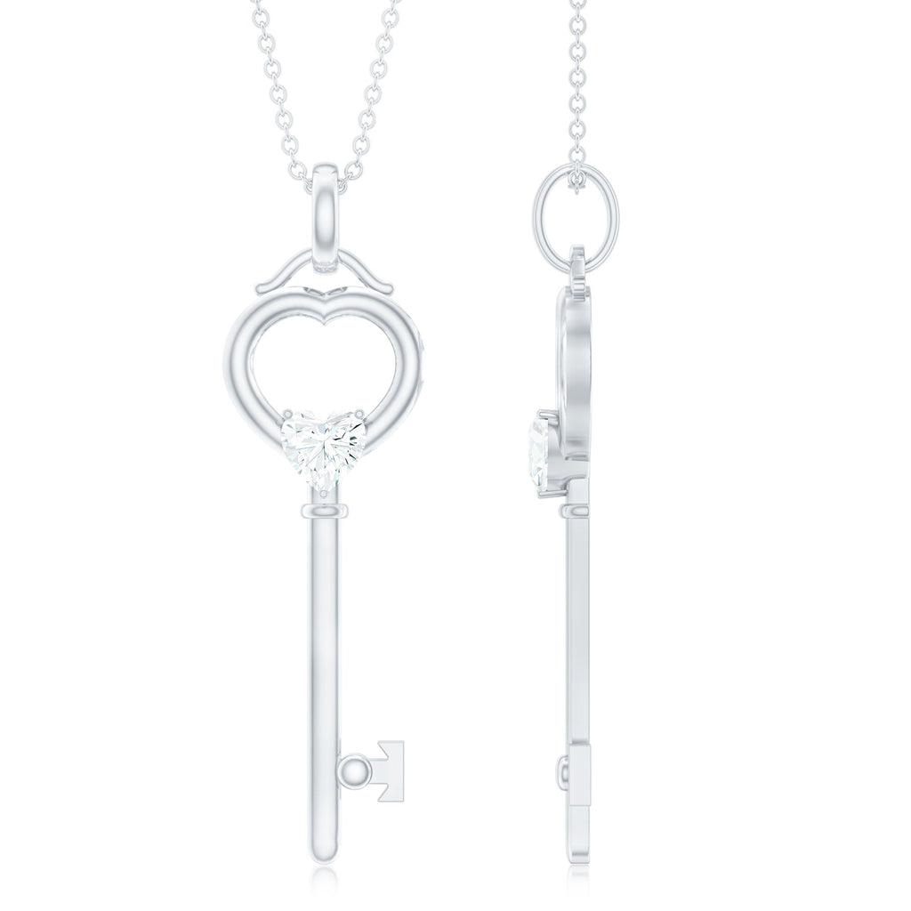 Certified Moissanite Key to My Heart Necklace for Women