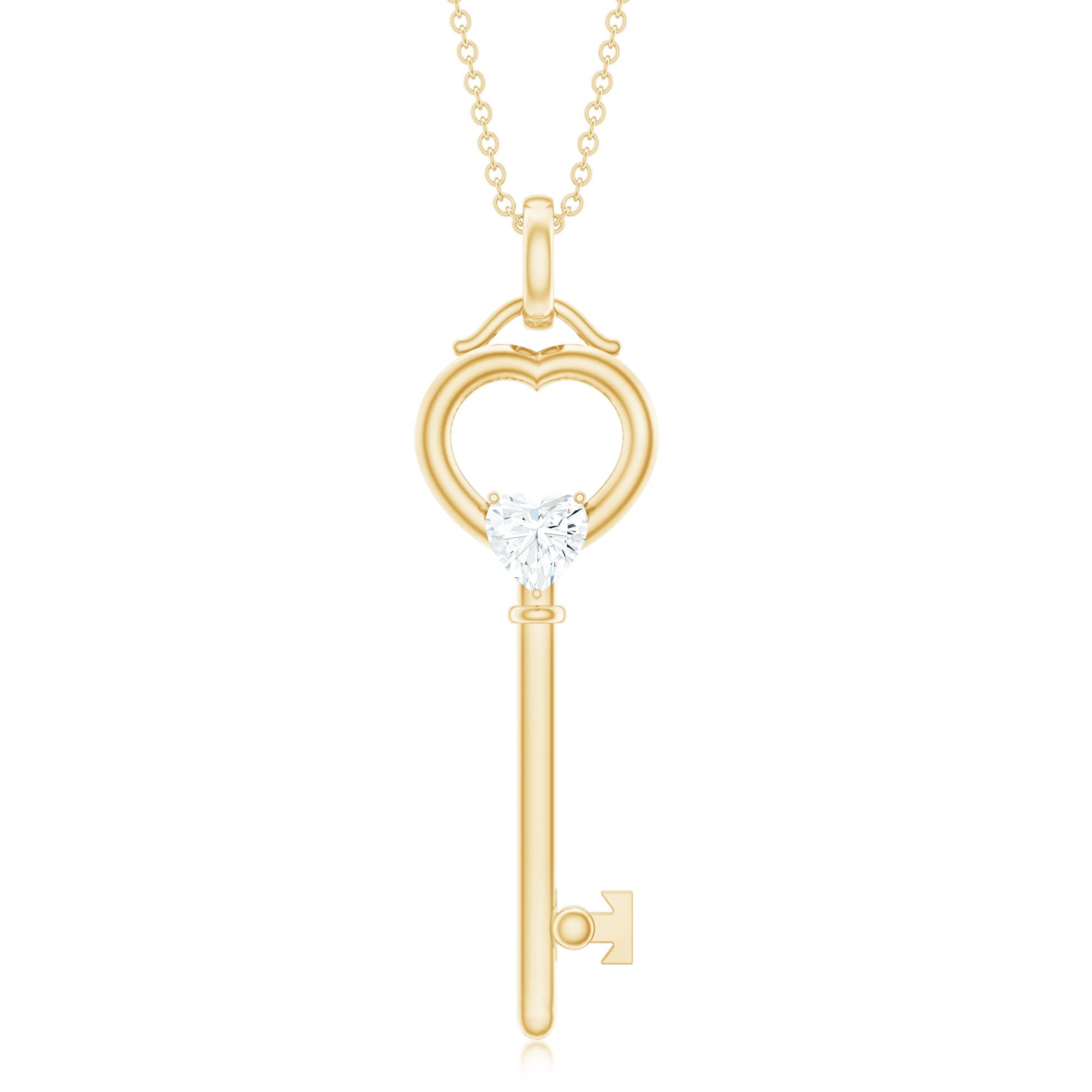 Certified Moissanite Key to My Heart Necklace for Women