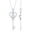 Certified Moissanite Heart and Key Pendant Necklace