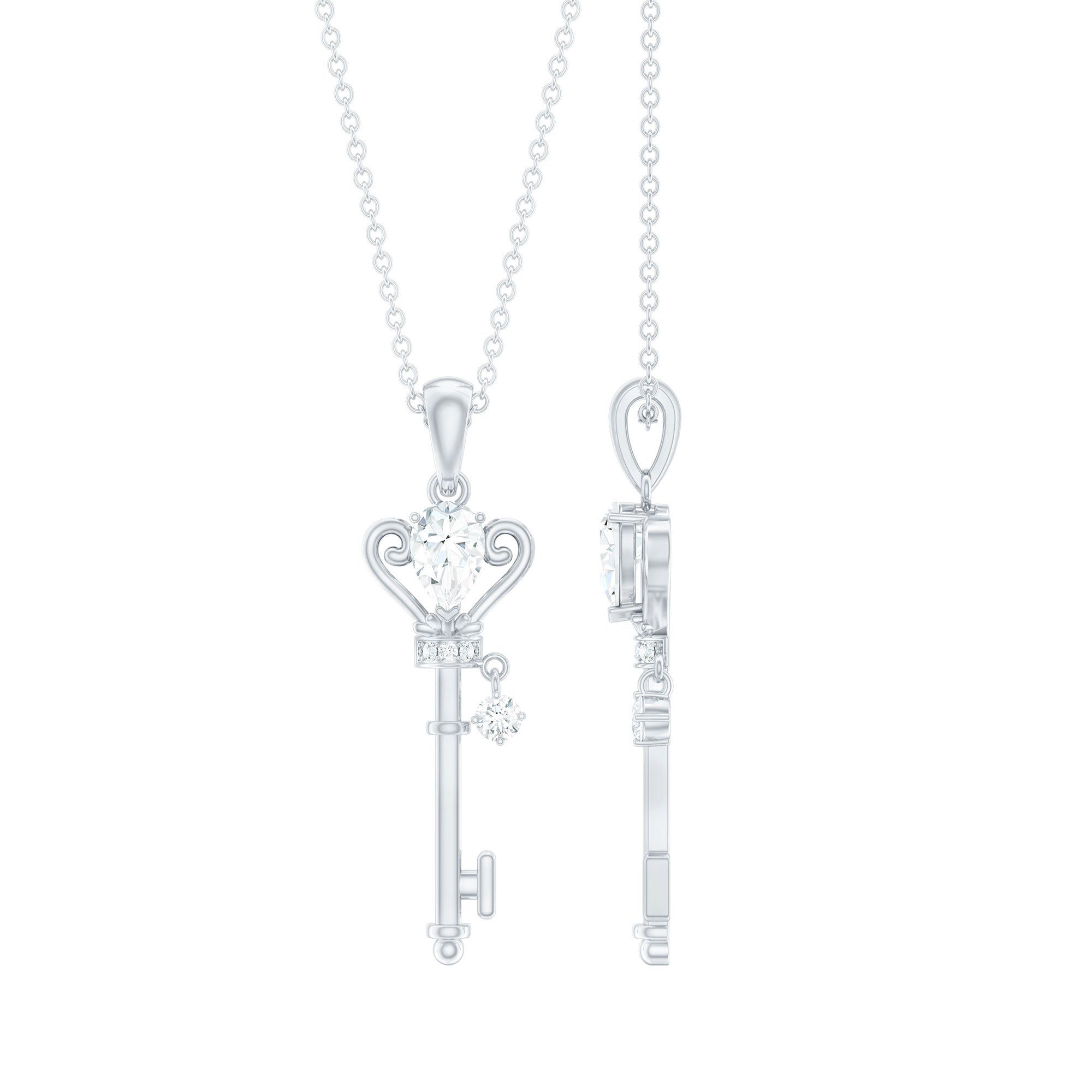 Vintage Moissanite Key Pendant for Women