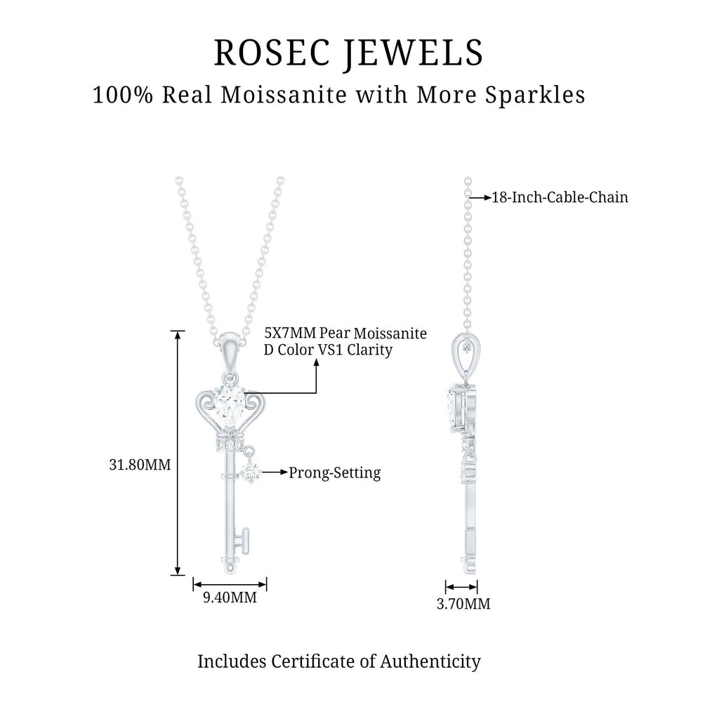 Vintage Moissanite Key Pendant for Women